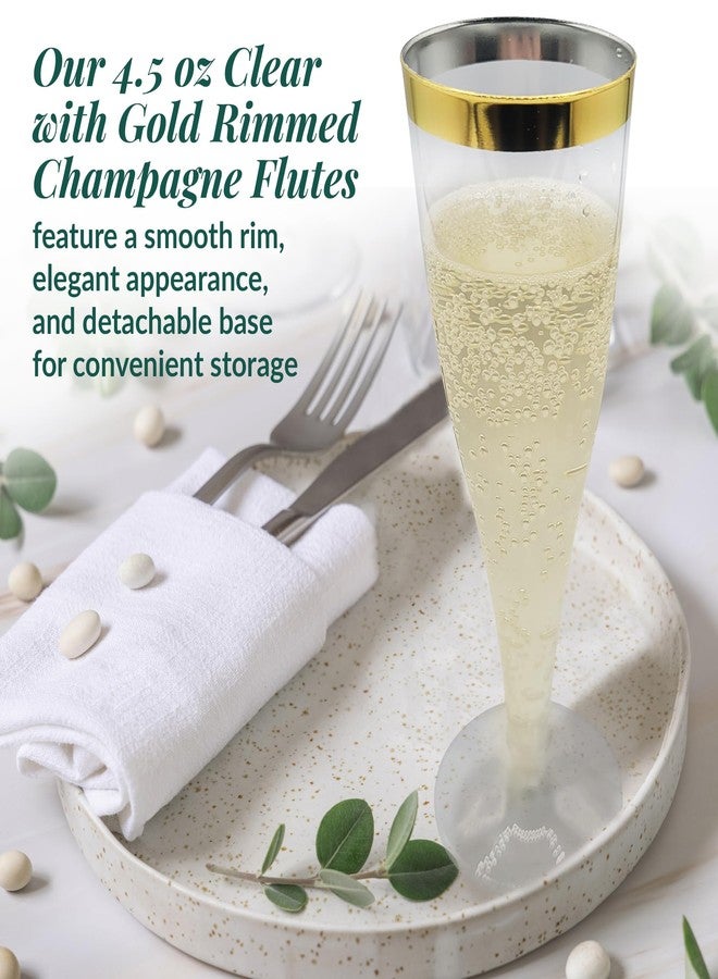 Reli. Champagne Flutes Plastic | 110 Pack | 4.5 oz - Gold Rim Clear | Premium Plastic Champagne Flutes | Party-Perfect for Celebrations - Image 3